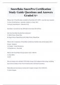 Snowflake SnowPro Certification  Study Guide Questions and Answers  Graded A+ 