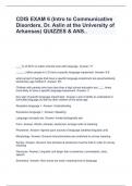 CDIS EXAM 6 (Intro to Communicative Disorders, Dr. Aslin at the University of Arkansas) QUIZZES & ANS..