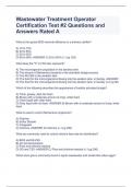 Wastewater Treatment Operator Certification Test #2 Questions and Answers Rated A