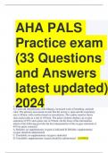 AHA PALS Practice exam (33 Questions and Answers latest updated) 2024