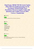 Final Exams: NR546/ NR 546 (ALL BEST RATED Latest Updates 2024/ 2025 STUDY BUNDLE WITH COMPLETE SOLUTIONS) Psychopharmacology for the Psychiatric-Mental Health Nurse Practitioner Reviews| Questions and Verified Answers| 100% Correct- Chamberlain