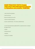 / 2024/25 EXAM PREDICTION QUESTIONS/ CISSP PRACTICE TESTS Chapter  1▪Security & Risk Management (Domain  1), Questions and answers. VERIFIED.