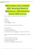 ABO Practice Test| Q-Bank| ABO -American Board of Opticianry) + 400 Questions Solved 100% Correct