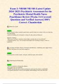 Exam 2: NR548/ NR 548 (Latest Update 2024/ 2025) Psychiatric Assessment for the Psychiatric-Mental Health Nurse Practitioner Review |Weeks 3-4 Covered| Questions and Verified Answers| 100% Correct- Chamberlain