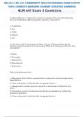 NR-441: | NR 441 COMMUNITY HEALTH NURSING EXAM 2 {E} WITH 100% CORRECT MARKING SCHEME /VERIFIED ANSWERS