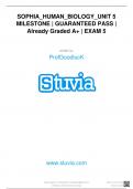 SOPHIA_HUMAN_BIOLOGY_UNIT 5 MILESTONE  EXAM 5 | Already GRADED A | 100% Guaranteed Pass