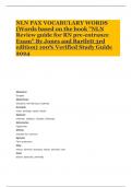 NLN PAX VOCABULARY WORDS (Words based on the book "NLN Review guide for RN pre-entrance Exam" By Jones and Bartlett 3rd edition) 100% Verified Study Guide 2024