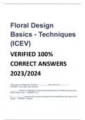 UPDATED Floral Design Basics - Techniques (ICEV) VERIFIED 100% CORRECT ANSWERS  2024