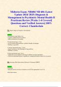 Midterm & Final Exams: NR606/ NR 606 (Latest Updates 2024/ 2025 STUDY BUNDLE WITH COMPLETE SOLUTIONS) Diagnosis & Management in Psychiatric Mental Health II Practicum Review |Weeks 1-8 Covered| Questions and Verified Answers| 100% Correct- Chamberlain