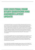 COC 2023 FINAL EXAM STUDY QUESTIONS AND ANSWERS LATEST UPDATE