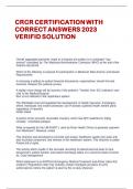 CRCR CERTIFICATION WITH CORRECT ANSWERS 2023 VERIFID SOLUTION