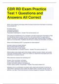 CDR RD Exam Practice Test 1 Questions and Answers All Correct