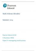 GCSE EDEXCEL May 2024 Business Paper 1 + Paper 2 Including Mark Schemes