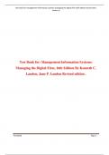 Test Bank for: Management Information Systems: Managing the Digital Firm, 16th Edition By Kenneth C. Laudon, Jane P. Laudon Revised edition 