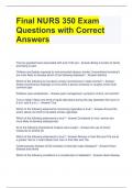 BUNDLE FOR NUR 350 Exam Questions and Correct Answers