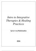 INTRO TO INTEGRATIVE THERAPIES & HEALING PRACTICES PRACTICE EXAM Q & A