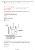 Spé Physique Terminale - Analyse physique d'un système chimique