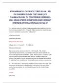 ATI PHARMACOLOGY PROCTORED EXAM | ATI  PN PHARMACOLOGY TEST BANK | ATI  PHARMACOLOGY PN PROCTORED EXAM  EXAM UPDATE QUESTIONS AND CORRECT  ANSWERS WITH RATIONALES RATED A+