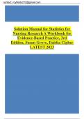 Solution Manual for Statistics for Nursing Research A Workbook for Evidence-Based Practice, 3rd Edition, Susan Grove, Daisha Cipher LATEST 2023