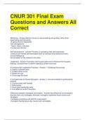 CNUR 301 Final Exam Questions and Answers All Correct 