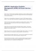 APM #3 Application Portfolio Management (APM) CIS Exam ServiceNow Question and answers correctly solved 2023/2024