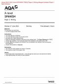 AQA 2024 A-level SPANISH 7692/2 Paper 2 Writing Question Paper & Mark scheme (Merged) June 2024 [VERIFIED]