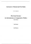 Instructor Manual With Test Bank For Good Society, The An Introduction to Comparative Politics 3rd Edition By Alan Draper, Ansil Ramsay (All Chapters, 100% Original Verified, A+ Grade)