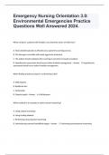 Emergency Nursing Orientation 3.0: Environmental Emergencies Practice Questions Well Answered 2024.