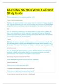 NURSING NS 6005 •	Week 4 Cardiac Study Guide  NURSING NS6005