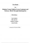 Instructor Manual With Test Bank For Helping Young Children Learn Language and Literacy Birth Through Kindergarten 5th Edition By Carol Vukelich, Billie Enz, Kathleen Roskos, James Christie (All Chapters, 100% Original Verified, A+ Grade)