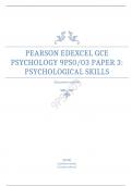 PEARSON EDEXCEL A LEVEL  PSYCHOLOGY  PAPER 3: PSYCHOLOGICAL SKILLS   MARK SCHEME JUNE 2023