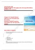 Test Bank for Health Promotion Throughout the Life Span 10th Edition by Carole Lium Edelman ISBN: 9780323761406, Chapter 1-25 | Complete Guide A+