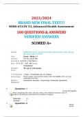 NURS-6512N-53, Advanced Health Assessment  Exam UPDATED 2024 (100 QUESTIONS & ANSWERS )GRADED A+VERIFIED|BRAND NEW FINAL TEST!!!