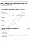 EXAM 3 INTRO TO REFRIGERATION QUESTIONS AND ANSWERS COMPLETED.