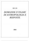 BIO 08 DOMANDE D'ESAME DI ANTROPOLOGIA E RISPOSTE 2024