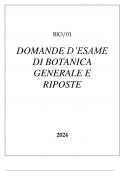 BIO 01 DOMANDE D'ESAME DI BOTANICA GENERALE E RIPOSTE 2024