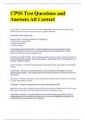 CPSS Test Questions and Answers All Correct 