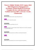 All Weeks,Midterm & Final Exams NR606/ NR 606 (NEW Updates 2024/ 2025 BUNDLED TOGETHER WITH COMPLETE SOLUTIONS) Diagnosis & Management in Psychiatric Mental Health II |Reviews with Questions and Verified Answers| 100% Correct| A Grade- Chamberlain 