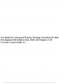 Test Bank For Advanced Practice Nursing: Essentials for Role Development 4th Edition (Joel, 2024) All Chapters 1-30 Covered | Latest Guide A+. 