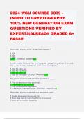 2024 WGU COURSE C839 - INTRO TO CRYPTOGRAPHY 100% NEW GENERATION EXAM QUESTIONS VERIFIED BY EXPERTS|ALREADY GRADED A+ PASS!!!