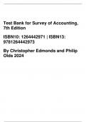 Test Bank for Survey of Accounting,  7th Edition ISBN10: 1264442971 | ISBN13:  9781264442973 By Christopher Edmonds and Philip  Olds 2024