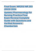 Final Exam: NR293/ NR 293  (2023/ 2024 Update) Pharmacology for  Nursing Practice Final  Exam Review| Complete  Guide with Questions and  Verified Answers - Chamberlain