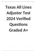 Texas All Lines Adjuster Test 2024 Verified Questions Graded A+