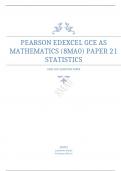 PEARSON EDEXCEL AS MATHEMATICS PAPER 21 STATISTICS  QUESTION PAPER AND MARK SCHEME JUNE 2023