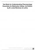 TEST BANK FOR UNDERSTANDING PHARMACOLOGY ESSENTIALS FOR MEDICATION SAFETY,3RD EDITION BY M.LINDA WORKMAN & LACHA