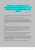 ESB(Answers for ESB Practice Test Entrepreneurship & Small Business v.2 - U.S. Practice Exam 1 Training)Questions And Answers