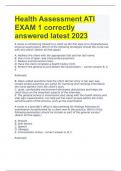 Health Assessment ATI EXAM 1 correctly answered latest 2023