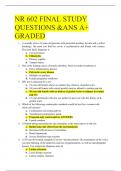 NR 602 FINAL STUDY QUESTIONS &ANS A+ GRADED