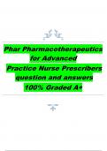 Phar Pharmacotherapeutics for Advanced Practice Nurse Prescribers question and answers 100% Graded A+