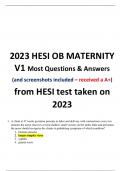 2023 HESI OB MATERNITY V1 Most Questions & Answers (and screenshots included – received a A+) from HESI test taken on 2023 ++